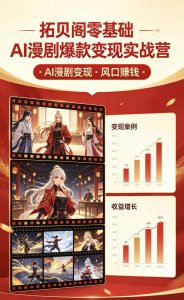 🎬【拓贝阁】零基础AI漫剧爆款变现实战营-拓贝阁-网站首页平台